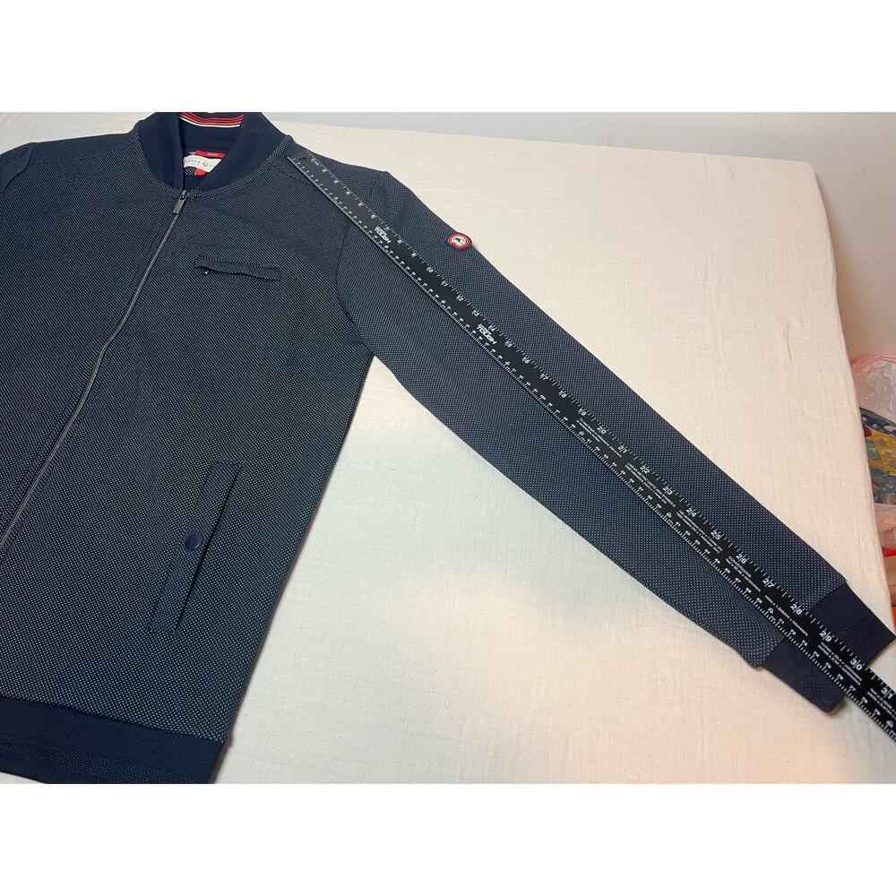 Benson & Cherry European Cotton Bomber Jacket Sweater Mens Size L Dark Blue - Picture 4 of 6